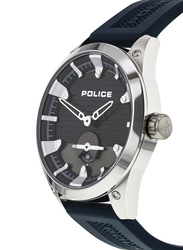 Police Analog Watch for Men with Rubber Band, Water Resistant, Black