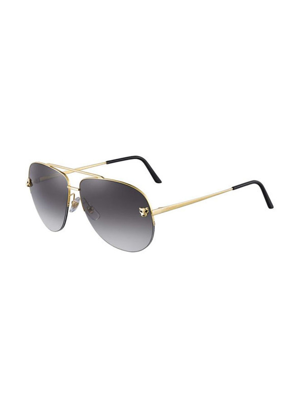 Cartier Aviator Full Rim Gold Sunglasses Unisex, Grey Lens, CT0065S-00160