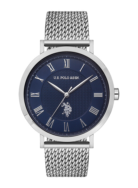 

US Polo Assn. Analog Watch for Men with Mesh Band, Uspa1036-01, Silver-Blue