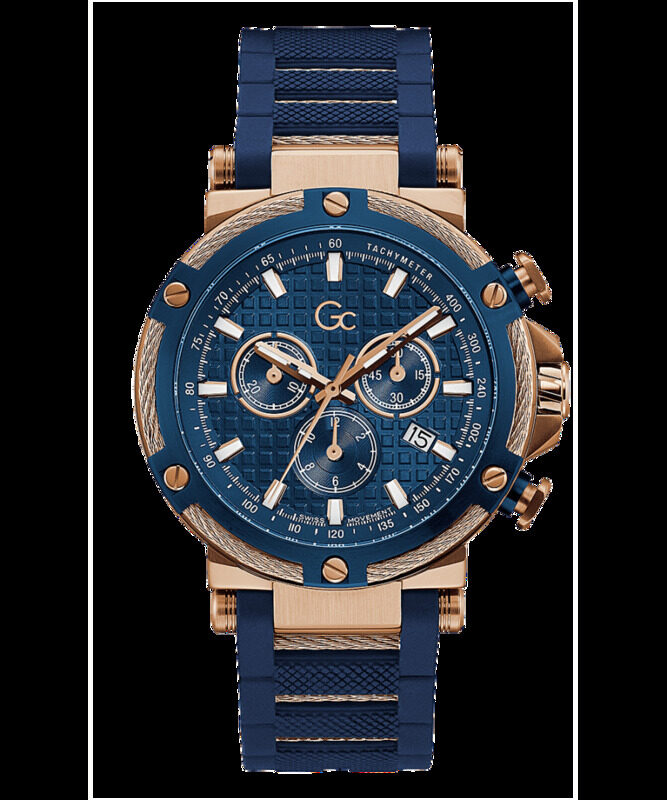 

GC Analog Watch for Men with Silicone Band, Y54001G7MF, Navy Blue-Blue