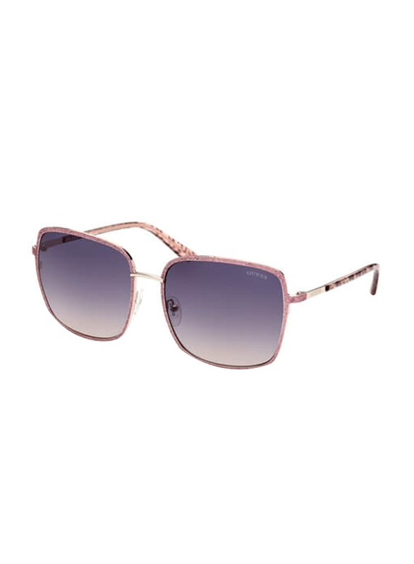 Guess Full-Rim Square Pink Sunglasses for Women, Grey Lens, GU7846 74B, 61/18