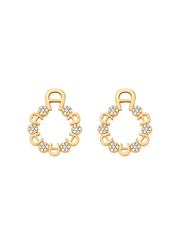 Aigner Brass Fashion Stud Earring for Women, M AJ69055, Gold