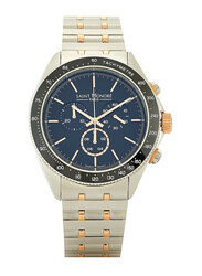 Saint Honore Analog Quartz Watch for Men with Stainless Steel Band, Water Resistant & Chronograph, LB896101 67NIR, Blue- Silver/Gold