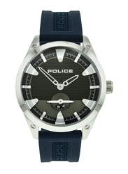 Police Analog Watch for Men with Rubber Band, Water Resistant, Black