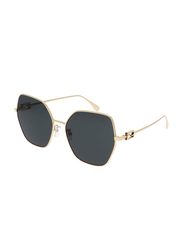 Fendi Full Rim Butterfly Shiny Gold Sunglasses for Women, Black Lens, 145/17/59