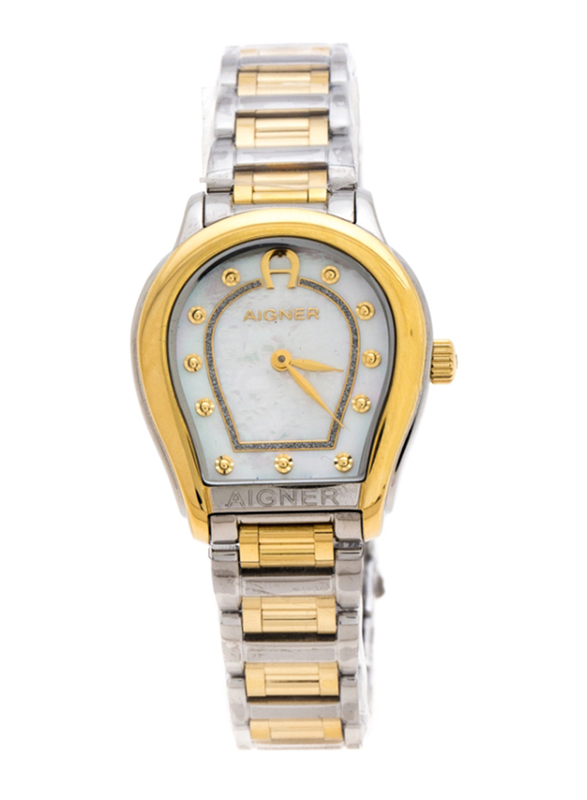 Aigner Analog Watch for Women with Stainless Steel Band, Water Resistant, M A111212, Gold-White