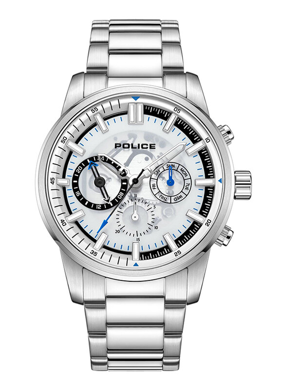 

Police Greenlane Analog Watch for Men with Metal Band, Water Resistant, PEWJK2227004, Silver