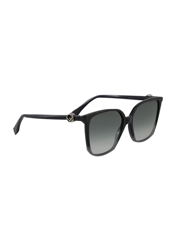 Fendi Full-Rim Black Sunglasses for Women, Smoke Gradient Lens, FF 0318/S 8CQ3X, 57/17