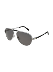 Cartier Aviator Full Rim Silver Sunglasses for Men, Grey Lens, CT0101S-00260
