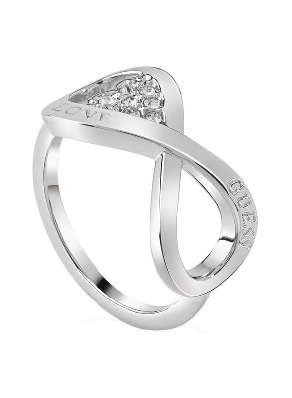 Guess Endless Love Ring for Women with Crystal Stone, Silver, EU 54