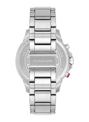 U.S. Polo Assn Analog Quartz Watch for Women with Stainless Steel Band, Water Resistant, USPA1034-06, Silver-Blue