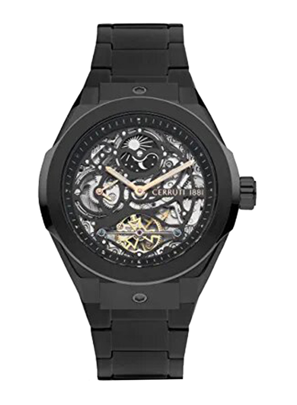 Cerruti 1881 Analog Watch for Men with Stainless Steel Band, Water Resistant and Chronograph, CIWGL2207213, Black-Black