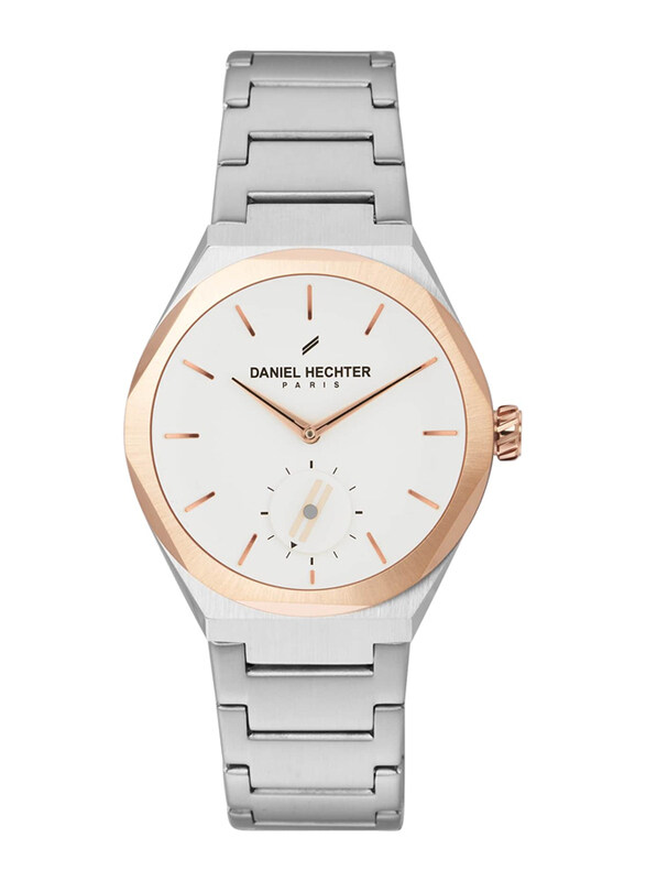 

Daniel Hechter Analog Watch for Women with Stainless Steel Band, Water Resistant and Chronograph, DHL00210, White-Silver