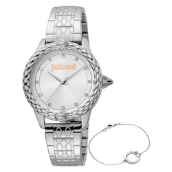 Just Cavalli Analog Watch for Women with Stainless Steel Band, JC1L144M0045, Silver-Silver