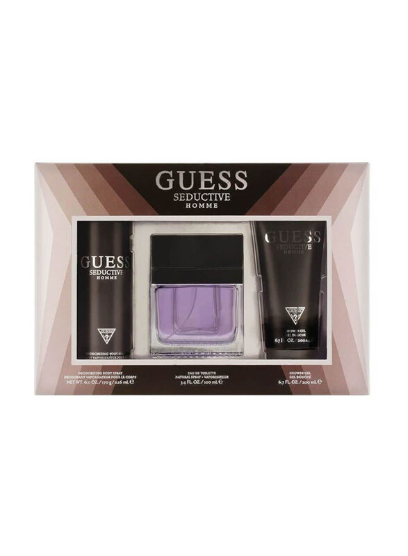 

Guess 3-Piece Seductive Perfume Gift Set for Men, 100ml EDT Perfume, 200ml Shower Gel, 226ml Deodorant Spray