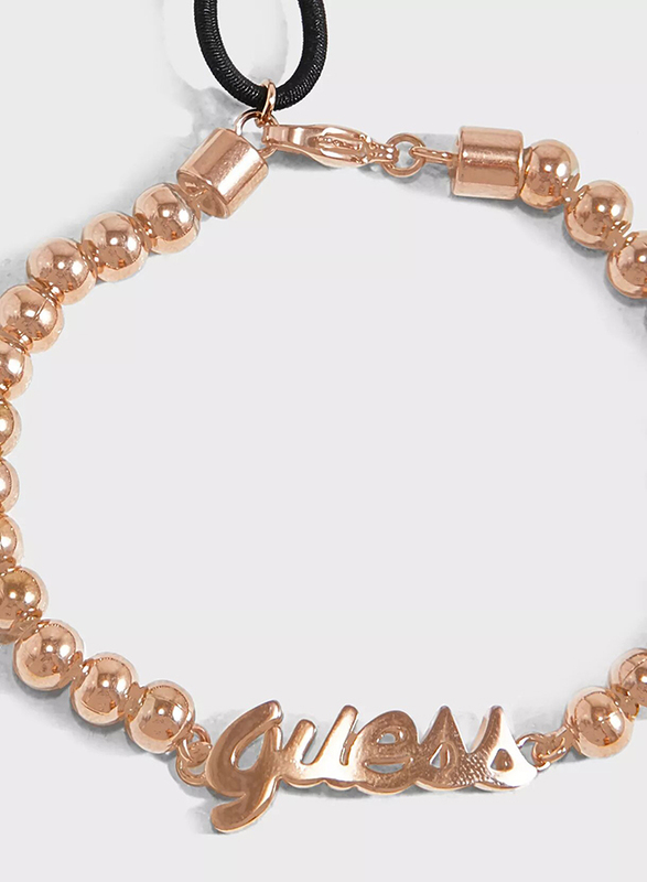 Guess Beaded Metal Chain Bracelet for Women, Ubb78044, Rose Gold