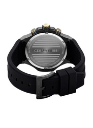 Cerruti 1881 Lucardo Analog Watch for Men with Silicone Band, Water Resistant with Chronograph, CIWGQ2224306, Black