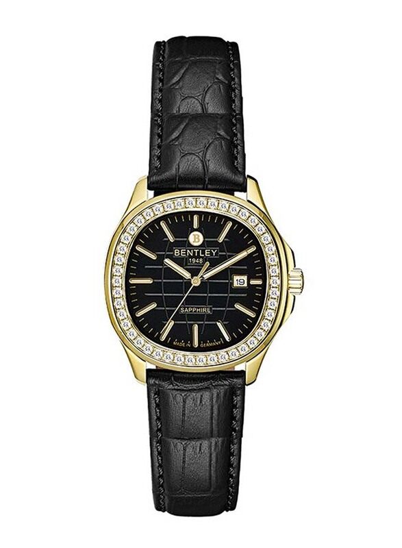 

Bentley Industrial Ultimate Wrist Watch for Women with Leather Band, Water Resistant, 1869-101LKBB, Black