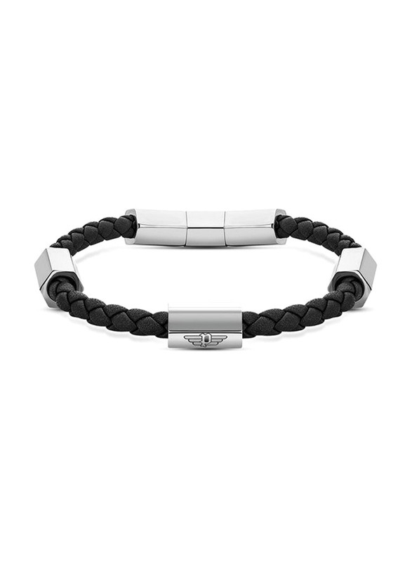 Police Urban Rebel Skive Bracelet for Men, PEAGB2120006, Black/Silver