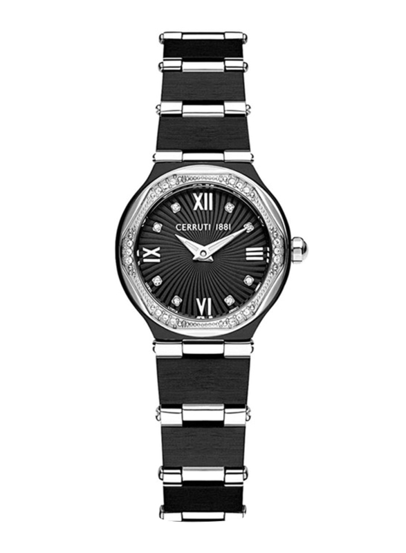 Cerruti 1881 Analog Watch for Women with Stainless Steel Band, Water Resistant, CIWLH2225306, Black