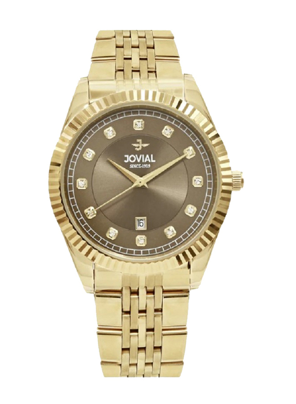 Jovial Analog Watch for Women with Stainless Steel Band, 5058GGMQ02E, Brown-Gold