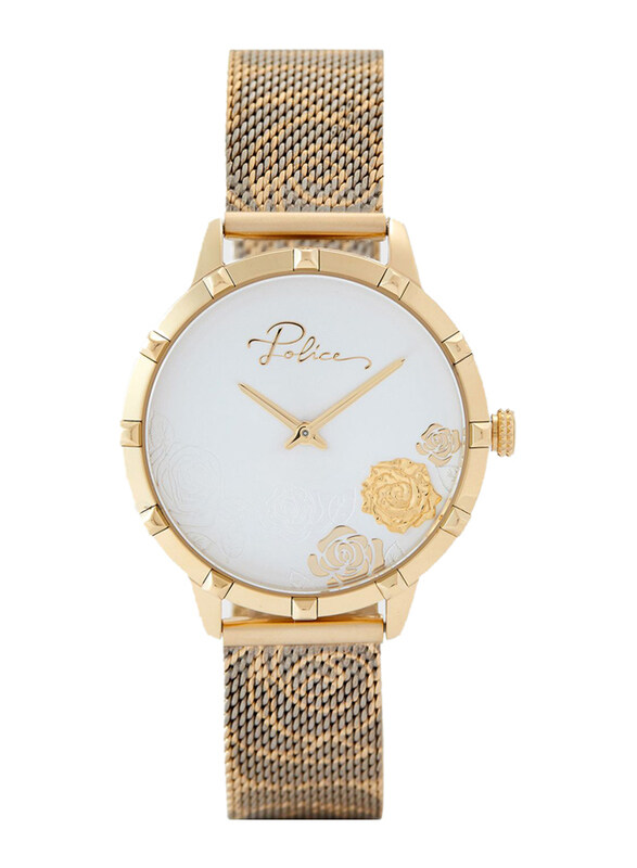 

Police Marietas Analog Watch for Women with Mesh Band, Chronograph & Water Resistant, P 16040MSG-04MM, Gold-White