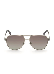 Guess Full Rim Pilot Silver Sunglasses for Unisex, Grey Lens, GU00027, 10B 61-14