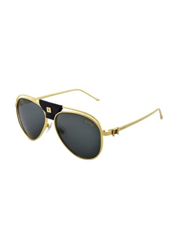 

Korloff Full Rim Aviator Gold Sunglasses for Men, Black Lens, KOR2039 C1, 58/13/140