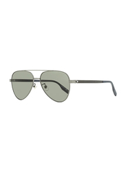 Mont Blanc Full-Rim Pilot Ruthenium Sunglasses for Men, Grey Lens, MB0182S 002, 59/15/145
