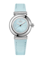 Jovial Analog Watch for Women with Leather Band, 1514LSLQ44E, Light Blue