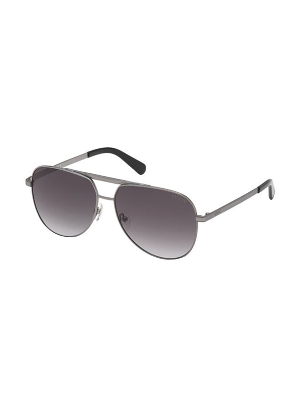 Guess Aviator Full Rim Silver Sunglasses Unisex, Grey Lens, GU00027 08B 61-14