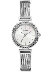 Guess Analog Watch for Women with Mesh Band, W1152L1, Silver-White