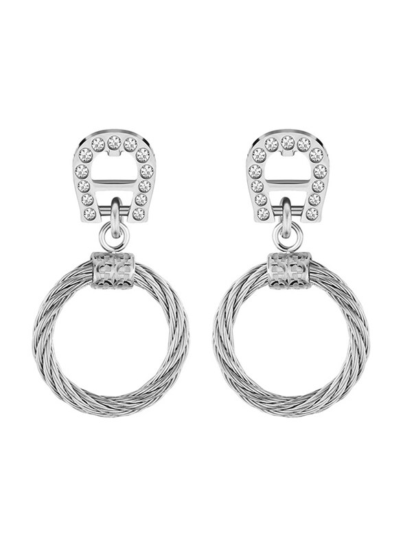 

Aigner Stainless Steel Olga Drop Earring for Women, with Crystal, ARJLE2195501, Silver