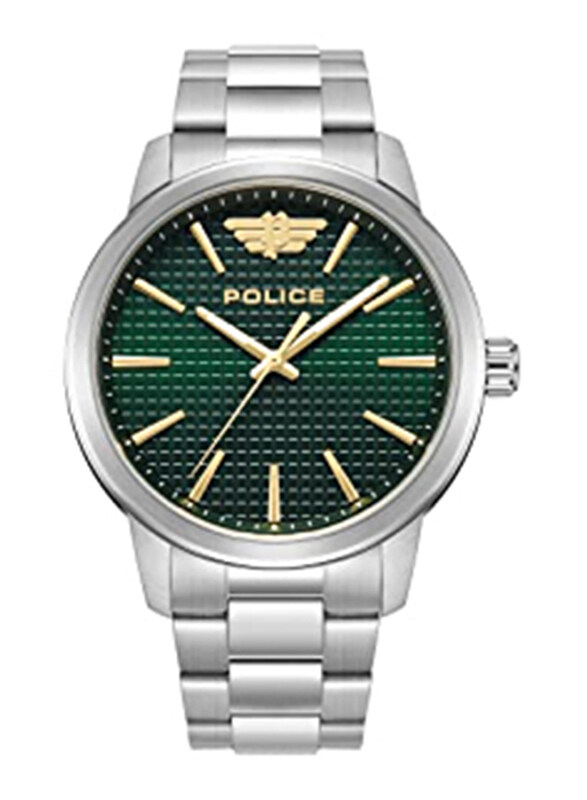 

Police Analog Watch for Men with Stainless Steel Band, Water Resistant, PEWJG0018401, Silver-Green