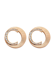 Cerruti 1881 Metal Pleat Stud Earring for Women, CIJLE0001003, Rose Gold