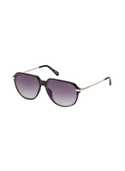 Guess Full-Rim Aviator Shiny Black Sunglasses Unisex, Gradient Smoke Lens, Gu00067/s 01b, 56/14/145