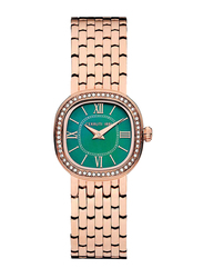 Cerruti 1881 Analog Watch for Women with Stainless Steel Band, Water Resistant, CIWLG0008601, Green-Rose Gold