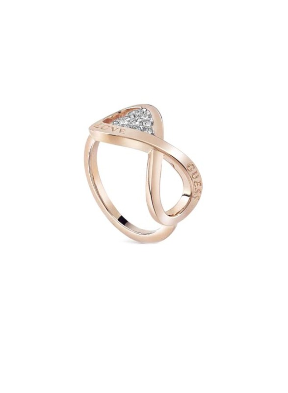 Guess Endless Love Ring for Women with Crystal Stone, Rose Gold, EU 56
