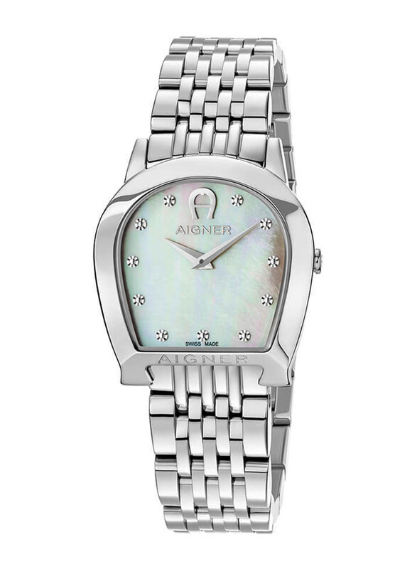 

Aigner Alessandria White Analog Watch for Women with Stainless Steel Band & Water Resistant, A130216, Silver-Mother Of Pearl