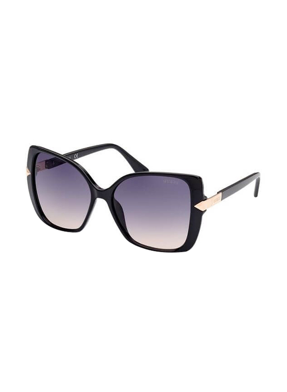 Guess Full-Rim Butterfly Black Sunglasses Unisex, Grey Lens, Gu7820/s 01b, 56/15/135