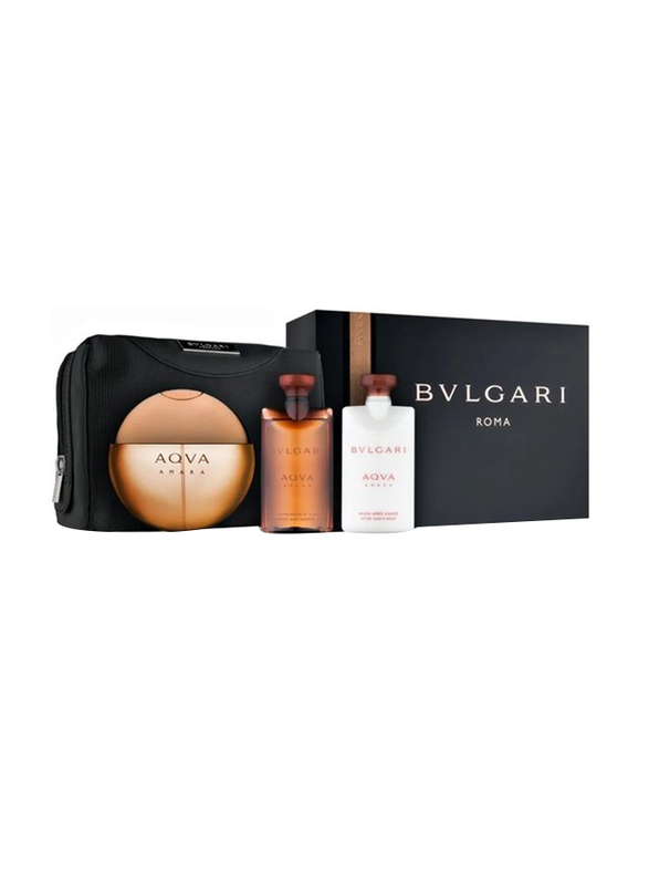 

Versace 4-Piece Bvlgari Aqva Amara Gift Set for Men, 100ml EDT Perfume, 75ml After Shave Balm, 75ml Bath & Shower Gel, Pouch