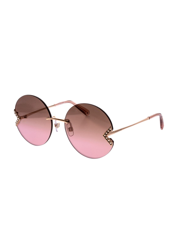 Swarovski Rimless Round Rose Gold Sunglasses for Women, Mirrored Brown Lens, SK307 28G, 60/18