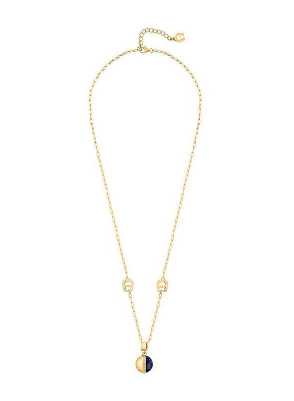 Aigner Deep Blue & Gold Plated, 500mm, Analia Lapis Crystal Pendant Necklace for Women, ARJLN0001612