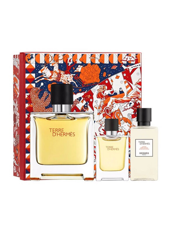 

Hermes 3-Piece Terre D'Hermes Gift Set for Men, 75ml EDP Perfume, 12.5ml EDP Perfume, 40ml After-Shave Lotion