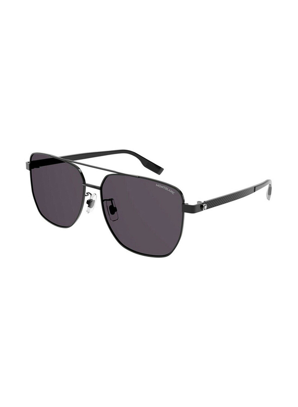 Mont Blanc Square Full Rim Black Sunglasses for Men, Black Lens, MB0184SK 001 61-15