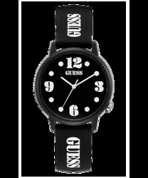 Guess Analog Unisex Watch with Silicone Band, V1042M3, Black-Black