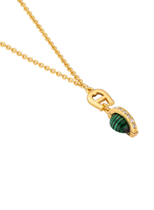Aigner Green & Gold, 500mm, Crystal Pendant Necklace for Women, ARJLN0003102