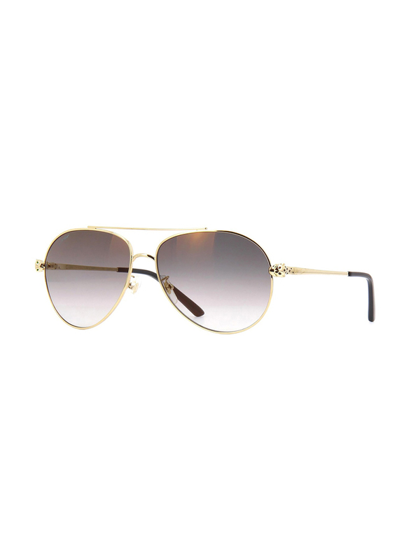 Cartier Aviator Full Rim Gold Sunglasses Unisex, Brown Lens, CT0233S 001 61-15