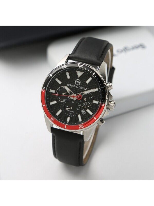 

Sergio Tacchini Analog Watch for Men with Leather Band, ST.1.10101-1, Black
