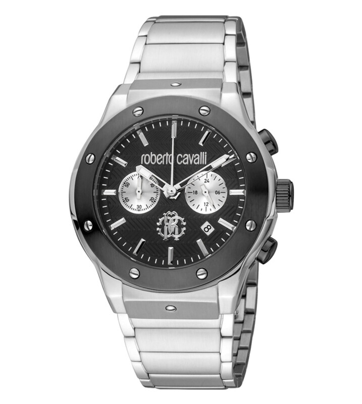 

Roberto Cavalli Analog Watch for Men with Stainless Steel Band, Water Resistant and Chronograph, RC5G045M0075, Silver-Black